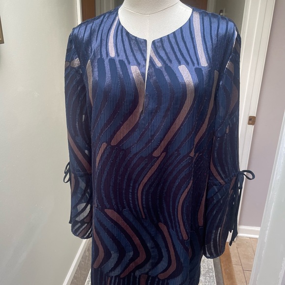 Lafayette 148 New York blue multi color blouse - Picture 6 of 8